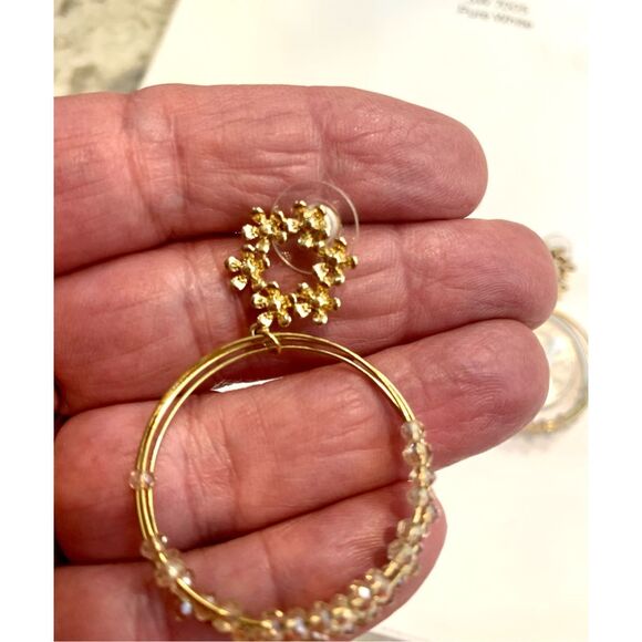Gold Earrings with Crystals #ornate earrings #flowers - Picture 6 of 6